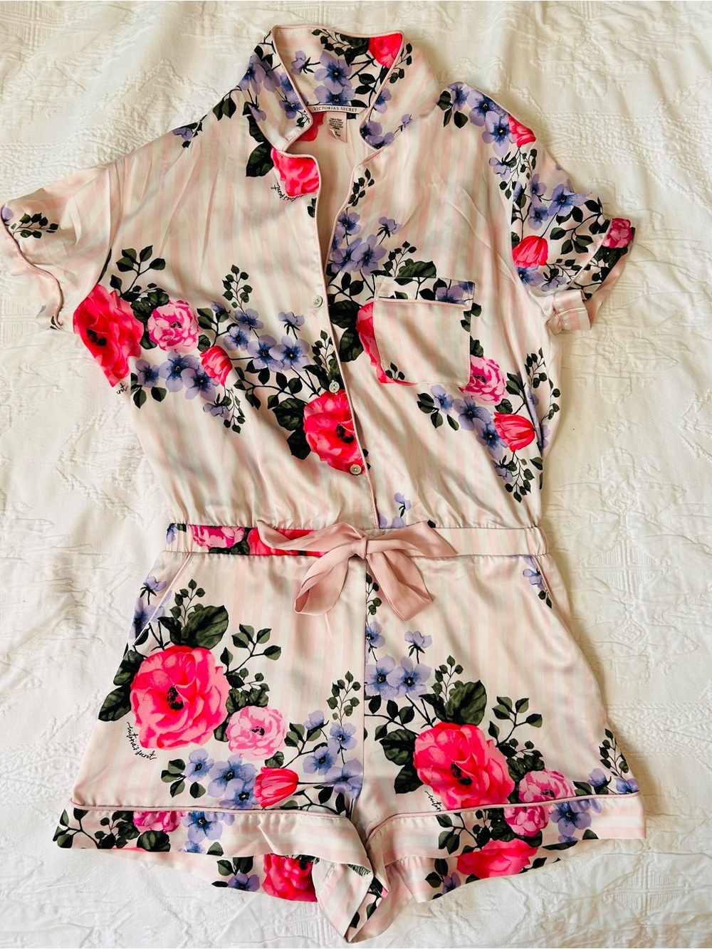 Victoria's Secret Pink Floral Short Pajama Romper